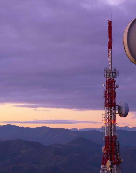 Data tower and purple sky