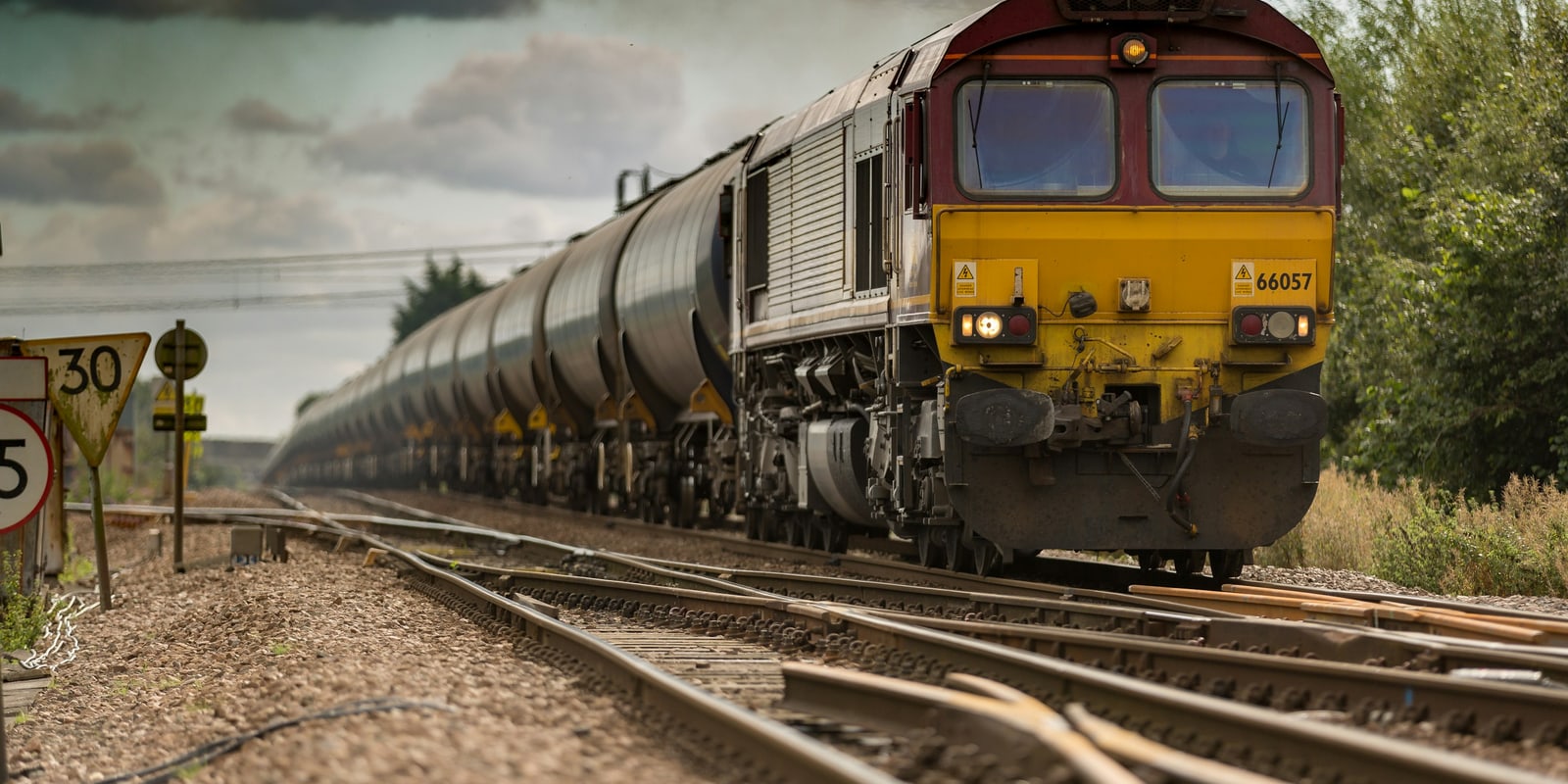 Freight train on rail infrastructure